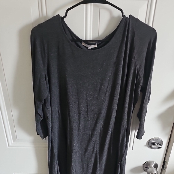 Joan Vass Dark Charcoal Scoop-Neck Tunic - Picture 5 of 6